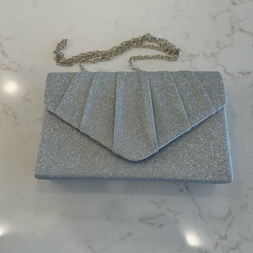 Silver Glitter Clutch